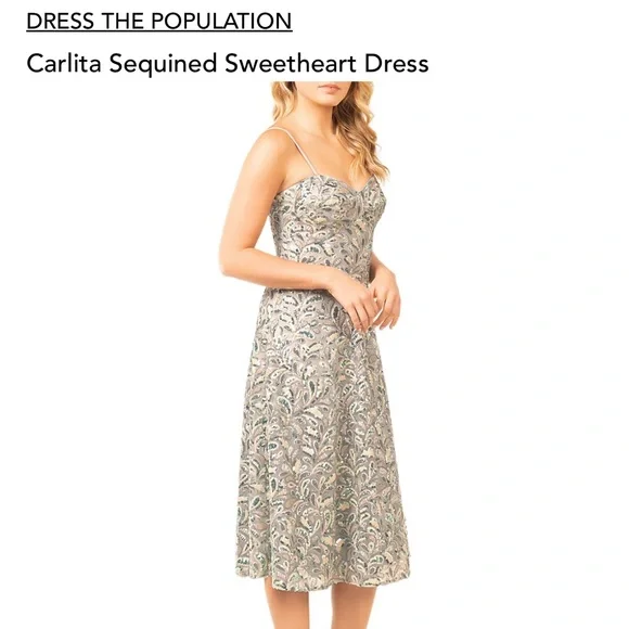 Dress the Population | Dresses | Dress The Population Womens Carlita Fit  And Flare Midi Dress | Poshmark